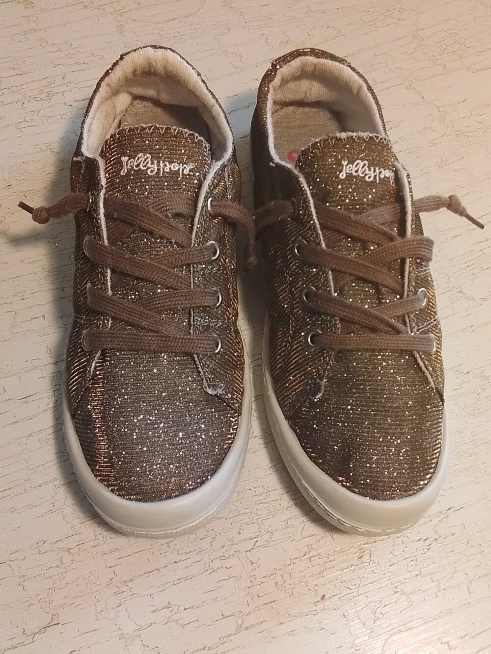 Gold JellyPop Comfort Fit Sneakers Glitter Sparkle 10M Bronze Step-In